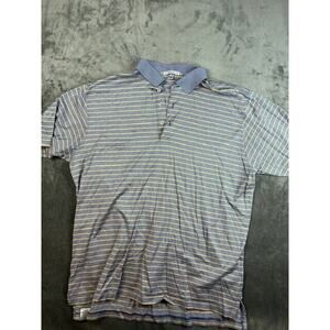 Peter Millar Golf Shirt Mens XL Polo Stripe Performance green orange‎
